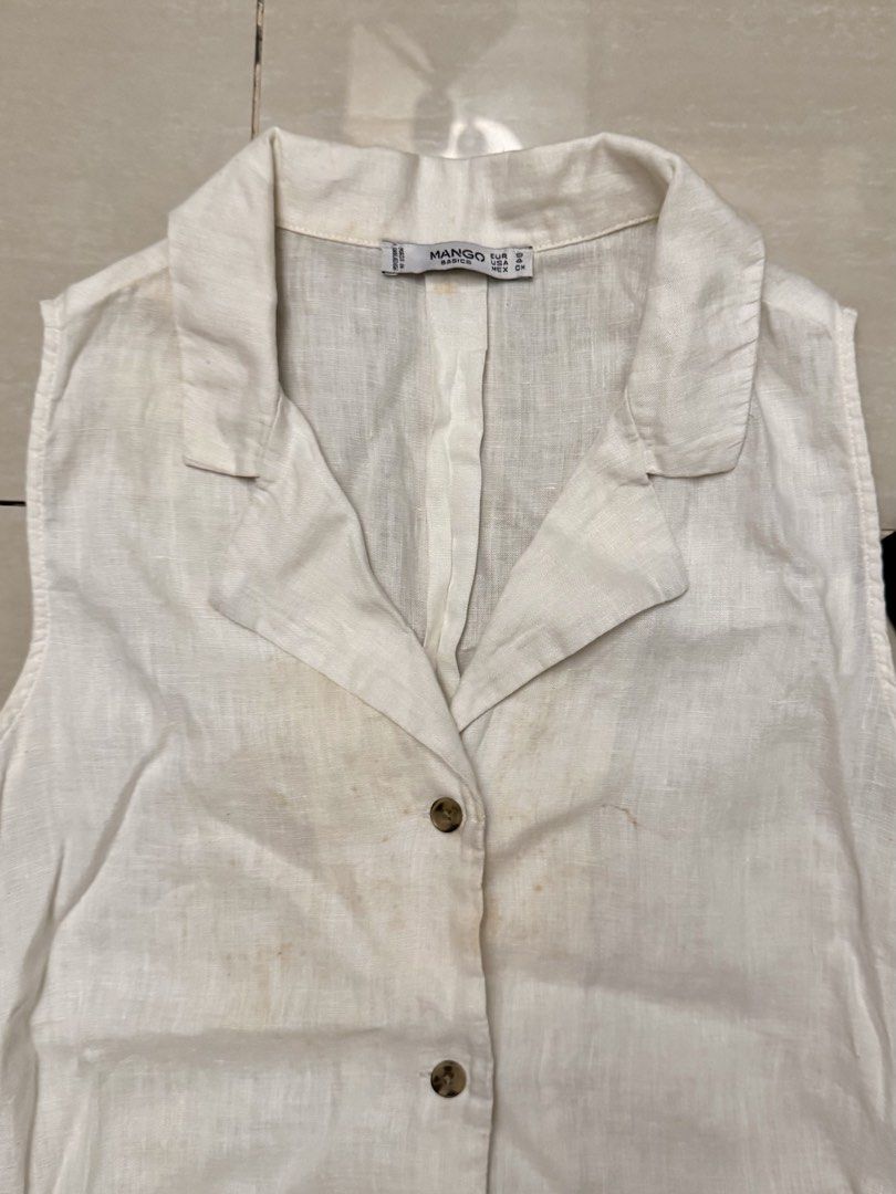 Mango & Shein (tops) BUNDLE: Linen, mock neck, sleeveless (Category: Others Tops) located in Imus. Submitted by trininnie (Listing ID 1432659349, Image 2). Description: Mango & Shein (tops) BUNDLE: Linen, mock neck, sleeveless Mango Linen top with beige stains (might be fixed with bleach? not sure, i haven’t tried) Mango black mock neck top (in good condition) Shein white top (used once, in good condition) Unbranded black boat neck top (unused) S