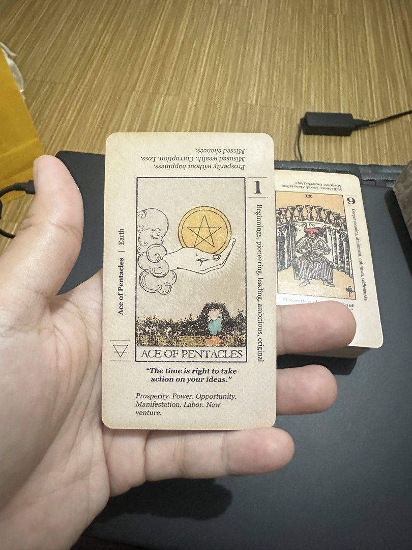 Meaning Tarot Card Deck (Category: Vintage Collectibles) located in Taguig. Submitted by seek_and_ship (Listing ID 1432754774, Image 1). Description: - Meaning Tarot Deck (78 cards) - Antique designs - Includes keywords, reversed meanings, and zodiac associations - Good for beginners and Easy to understand .