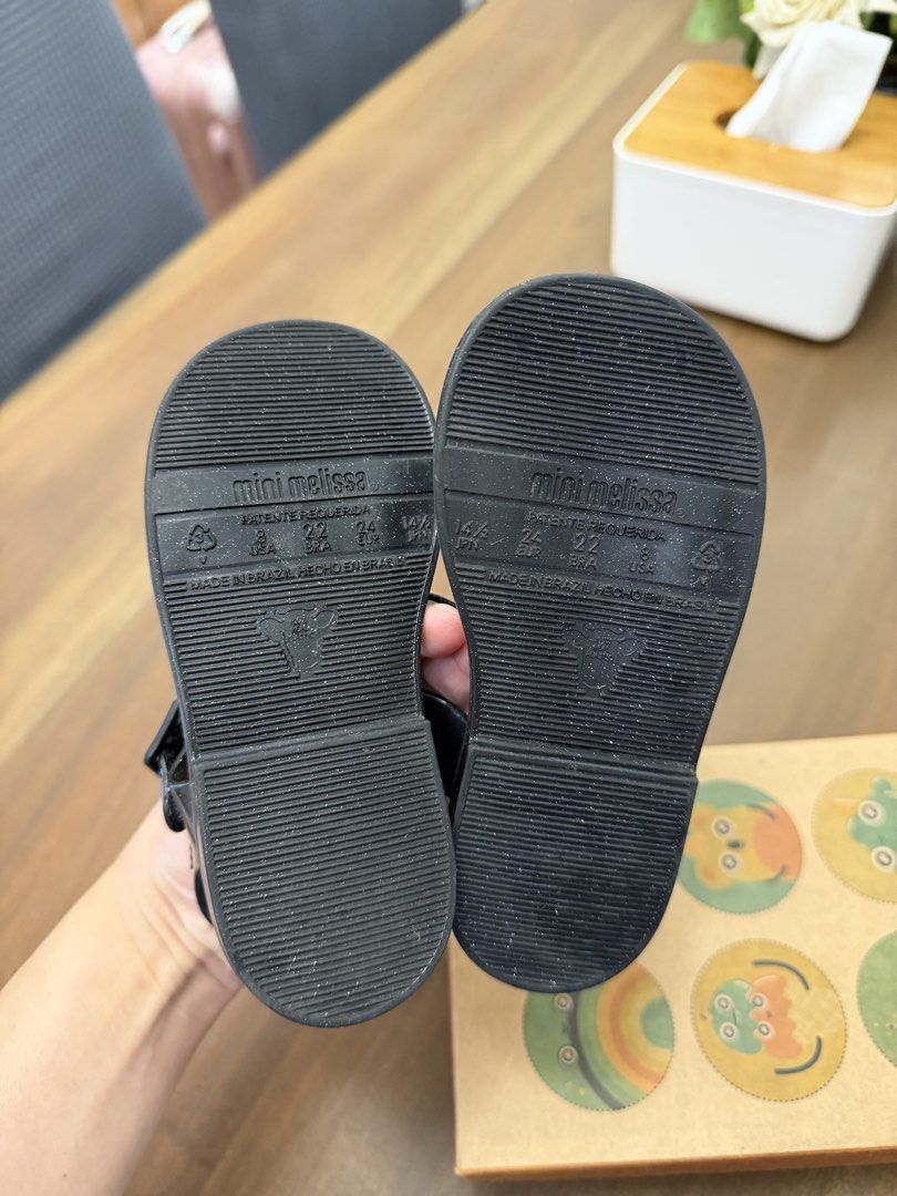 Mini Melissa Mar Sandal Hot BB Glitter Black (Category: Babies & Kids Fashion) located in Valenzuela. Submitted by janellepynr (Listing ID 1432638567, Image 3). Description: - Mini Melissa Mar Sandal - Color: Black - Size: USA 8 - Design: Heart-shaped - Model: 33951 - Features glitter - Made in Brazil.