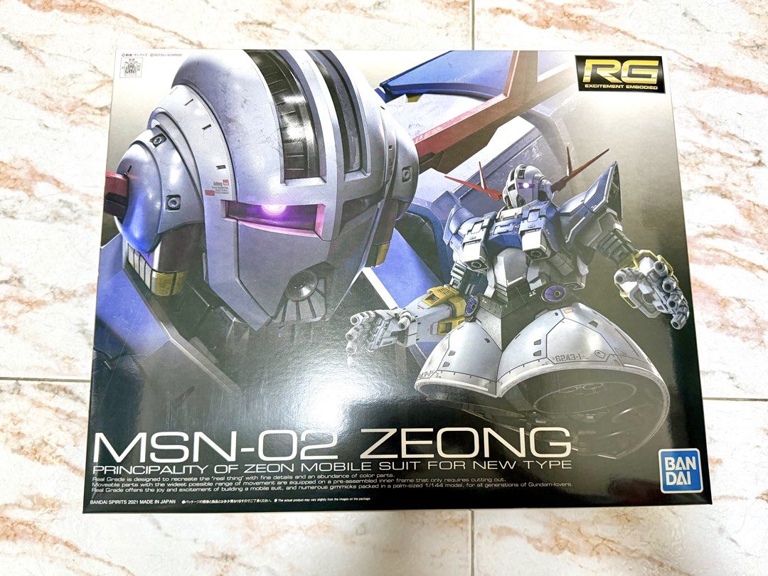 RG 1/144 MSN-02 Zeong Gundam Model Kit (Category: Gundam Model Kits) located in Singapore. Submitted by yarzarhein (Listing ID 1432685673, Image 1). Description: - Brand new, unopened RG 1/144 MSN-02 Zeong model kit. - Features detailed parts and articulation. - Ideal for Gundam enthusiasts and model kit builders. - Qexpress / Speedpost mailing is available (+$4.30).