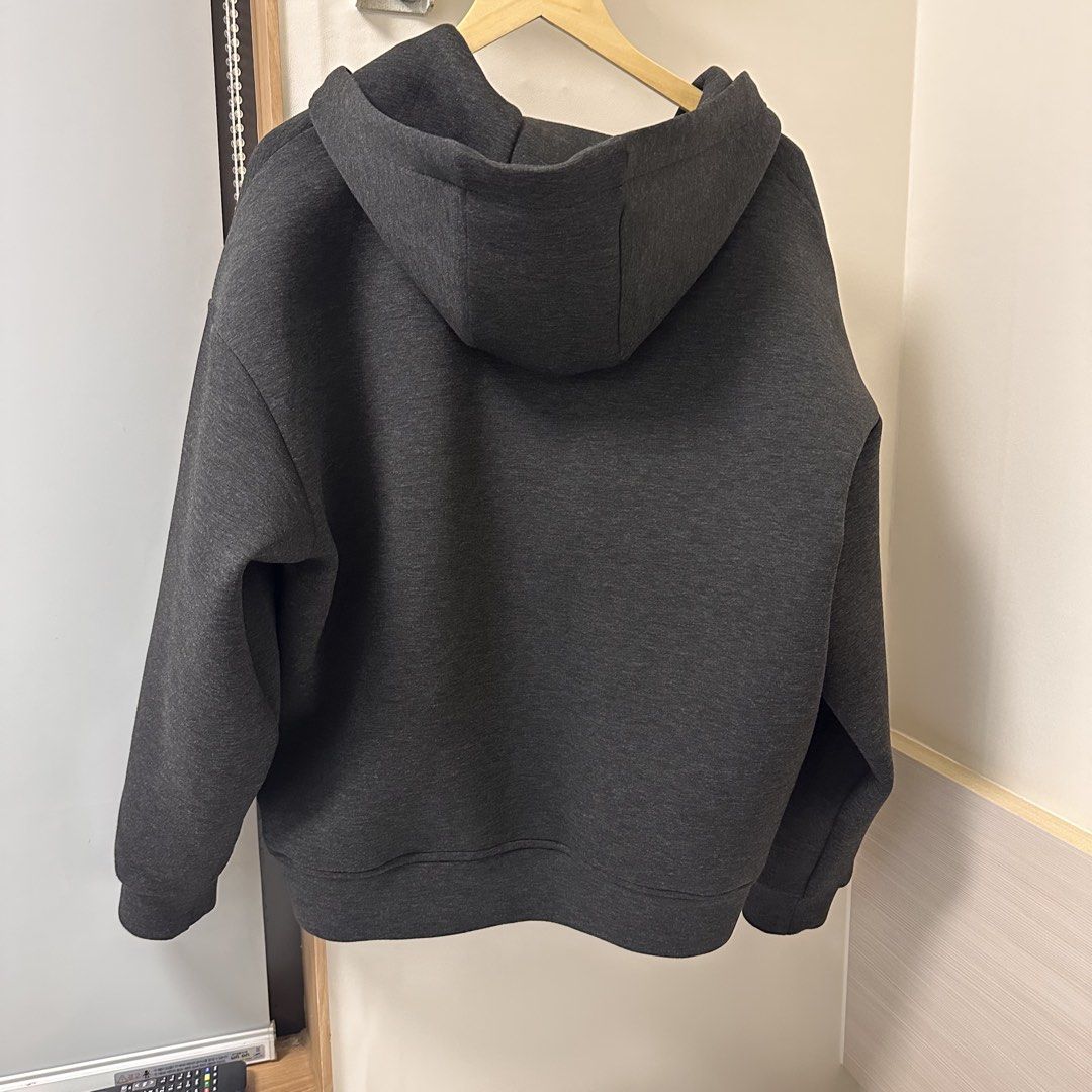 [SALE] Oversized Zara Dark Grey Jacket Medium (Category: Coats, Jackets and Outerwear) located in Manila. Submitted by bas_and (Listing ID 1432748758, Image 3). Description: Price slightly negotiable. Worn a few times only in very good condition Relaxed fit sweatshirt made from compact stretch technical fabric. Adjustable hoodie and long sleeve. Front pouch pockets. Ribbed trims. Front fastening with a two-way zip. COMPOSITION OUTER SHELL 68% pol