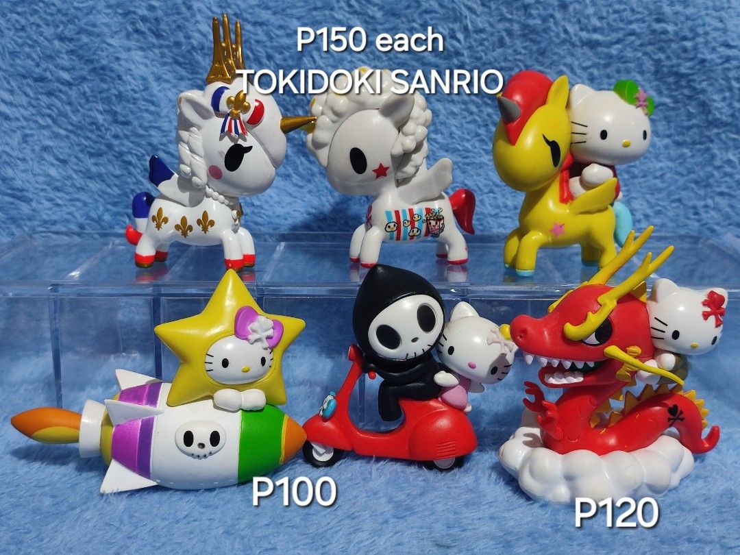 SANRIO TOKIDOKI Collection (Category: Designer & Blind Box Toys) located in Baguio. Submitted by abigailmyra (Listing ID 1257678403, Image 3). Description: PHP 80 each(lowest price) for picture #5 PHP 100 each (lowest price)🙂 for the rest PHP 120 for Dragon PHP 150 each for Unicorns (limited edition) Sanrio Tokidoki markings a bit heavy loc: BAGUIO-CAR.