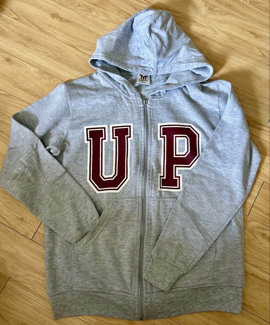 UP Fighting Maroons Zip Up Hoodie Varsity Jacket (Category: Coats, Jackets and Outerwear) located in Manila. Submitted by manifestd (Listing ID 1432636771, Image 1). Description: UP Fighting Maroons Zip Up Hoodie Varsity Jacket Unisex (bought at 1499) ✔️Light Gray, preloved in great condition ✔️Medium 21x26”, soft and thick cotton ✔️Full zip with front pockets ✔️RFS: decluttering, Lalamove ready *also available: UP maroon bomber jacket.