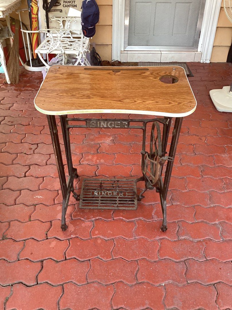 Upcycled Singer Sewing Machine Table (Category: Other Home Furniture) located in Paranaque City. Submitted by evo_s (Listing ID 1432601016, Image 3). Description: - Vintage Singer sewing machine table - Wooden tabletop - Sturdy construction - Classic design - Ideal for display or repurposing For pick up at BF Northwest, BF Homes.