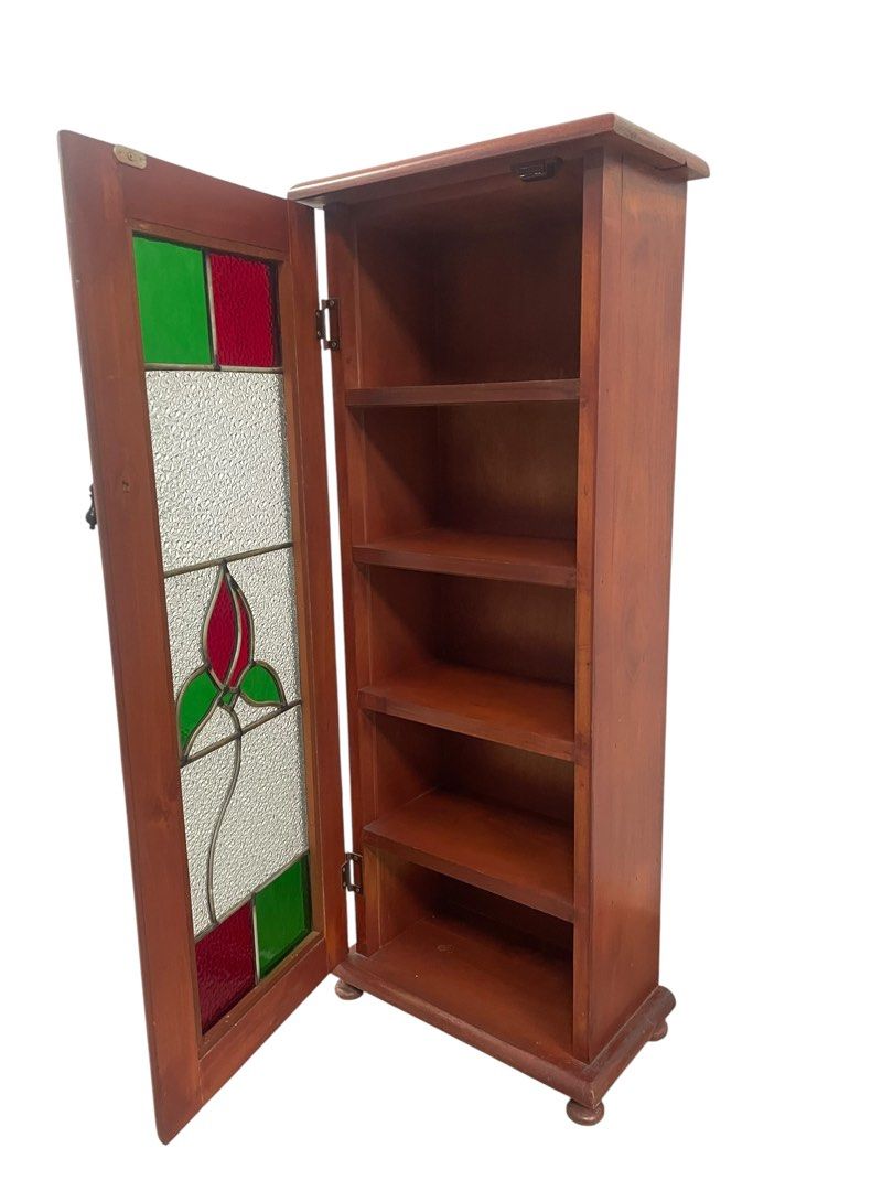 Vintage Mini Cabinet with Stained Glass Door, Furniture & Home Living ...