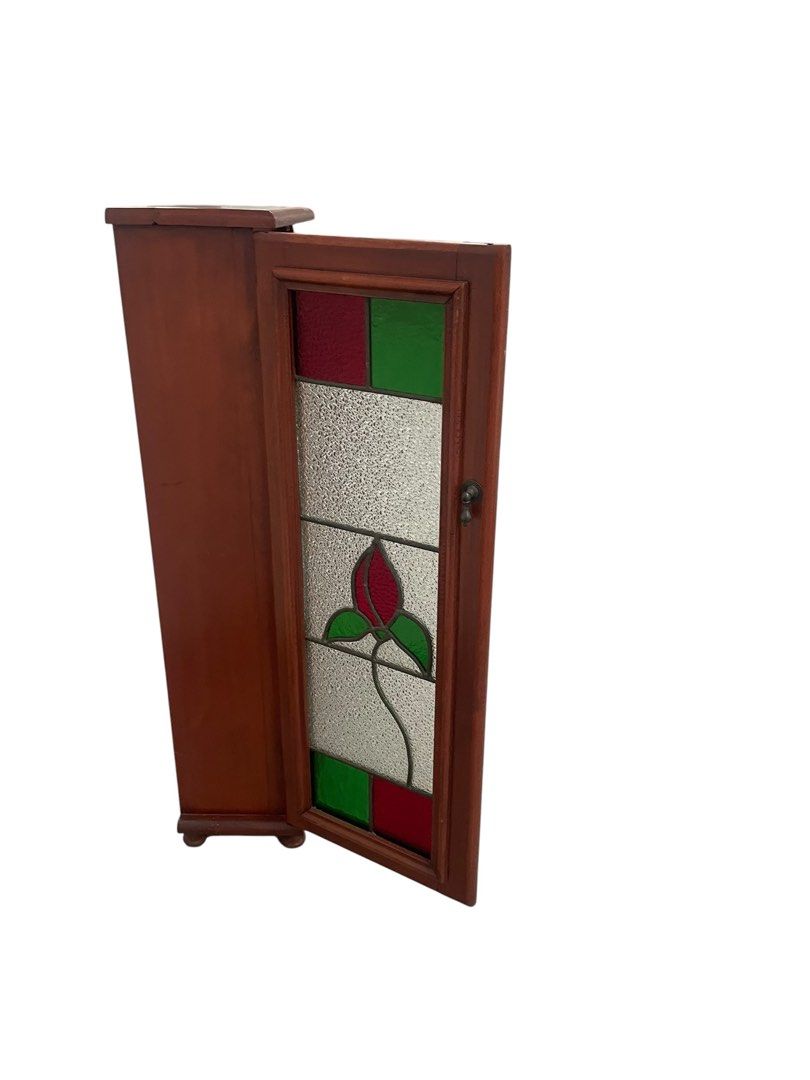 Vintage Mini Cabinet with Stained Glass Door, Furniture & Home Living ...
