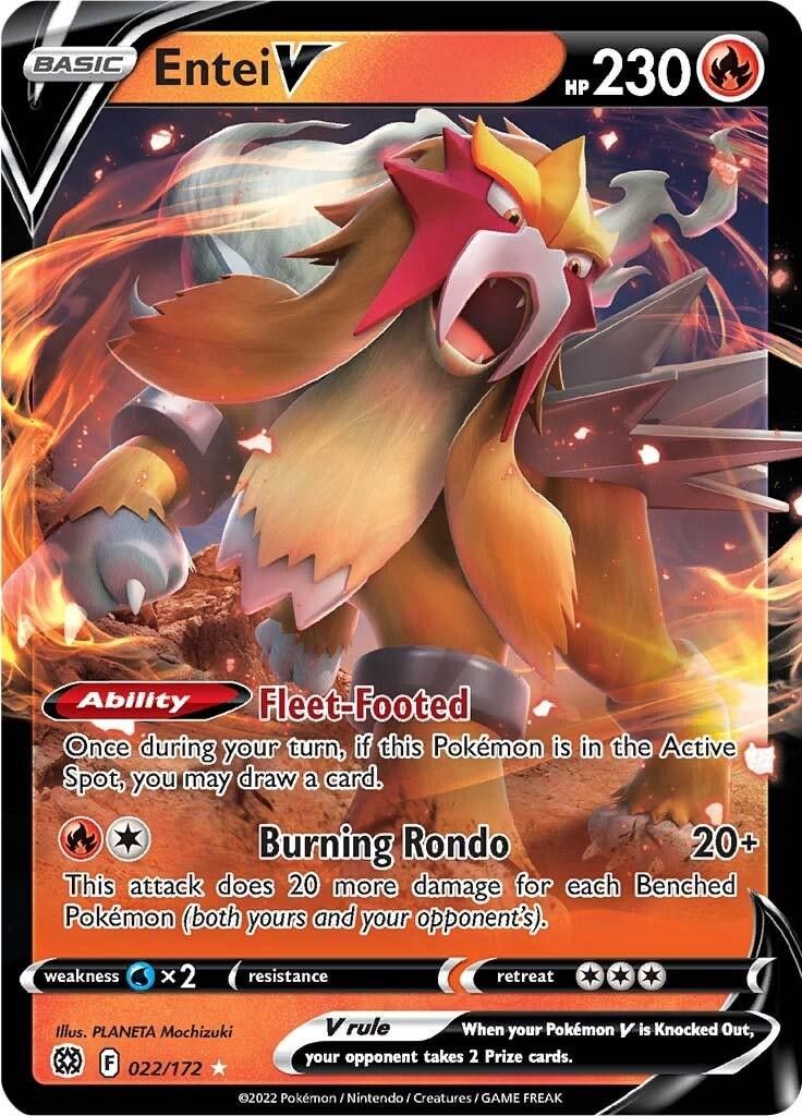 2022 Pokémon SWSH Entei V #22 022/172 RARE Brilliant Stars, Hobbies ...