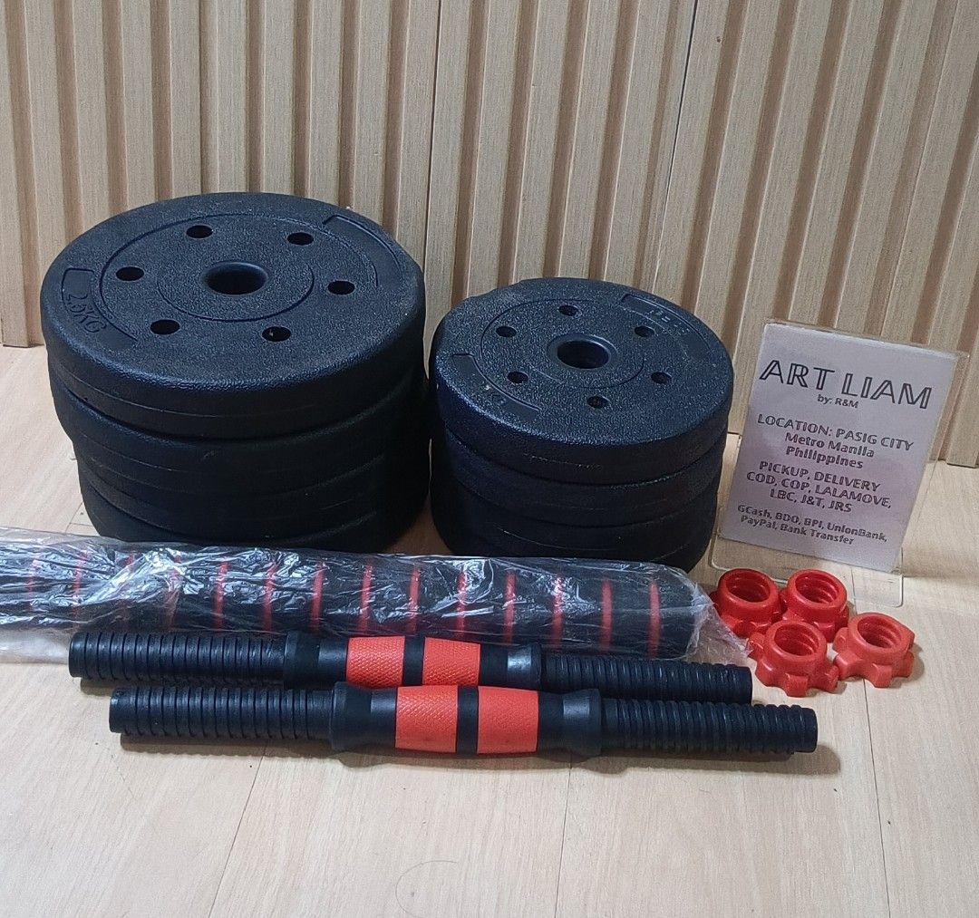 34LbS Adjustable Dumbbell and Barbell Set (Category: Weights & Dumbbells) located in Pasig City. Submitted by artliam888 (Listing ID 1432902196, Image 2). Description: 34LBS Barbell/Dumbbell set 4pcs 2.5kg/5.5lbs plate 4pcs 1.25kg/2.74lbs plate 2pcs dumbbell pole 1pc barbell extension 4pcs lock nuts . BRANDNEW never been used . PRICE: 899 pesos only . ✅ SAME DAY DELIVERY LALAMOVE ✅ PAY NOW GET NOW . Pickup Location: Manggahan, Pasig City. Philipp