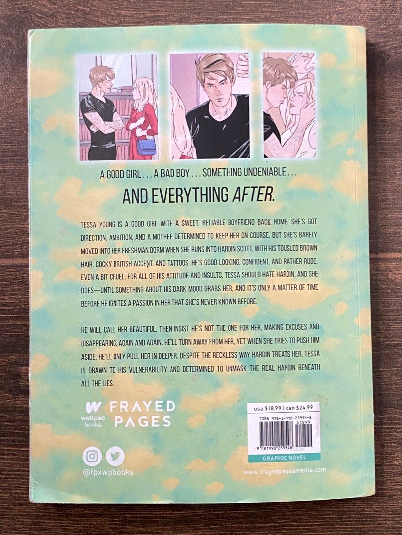 After Graphic Novel Volume One by Anna Todd (Category: Storybooks) located in Quezon City. Submitted by ko_obi (Listing ID 1432857547, Image 2). Description: After Volume One by Anna Todd - minimal signs of use - book cover has a barely noticeable small tear at the top - inner pages are in good condition book description: - graphic novel! - a good girl heroine starting college life - a mysterious bad boy love interest - opposites-attract romance 