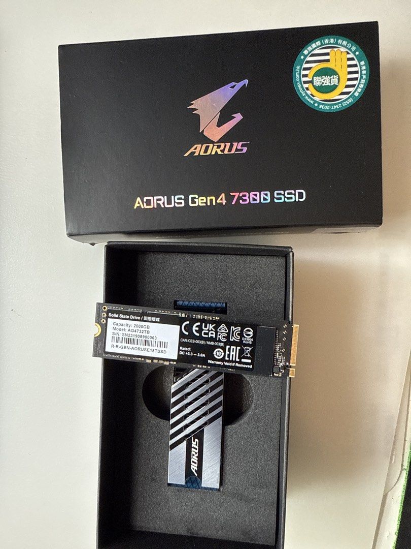 AORUS Gen4 7300 SSD （分類：硬碟及儲存器）位於 Hong Kong。 由 digger225543 提交（商品編號 1432851566，圖片 1）。簡介： Comes with heatsink though never used. Only cash trades in mtr station, flexible on which station to trade.。
