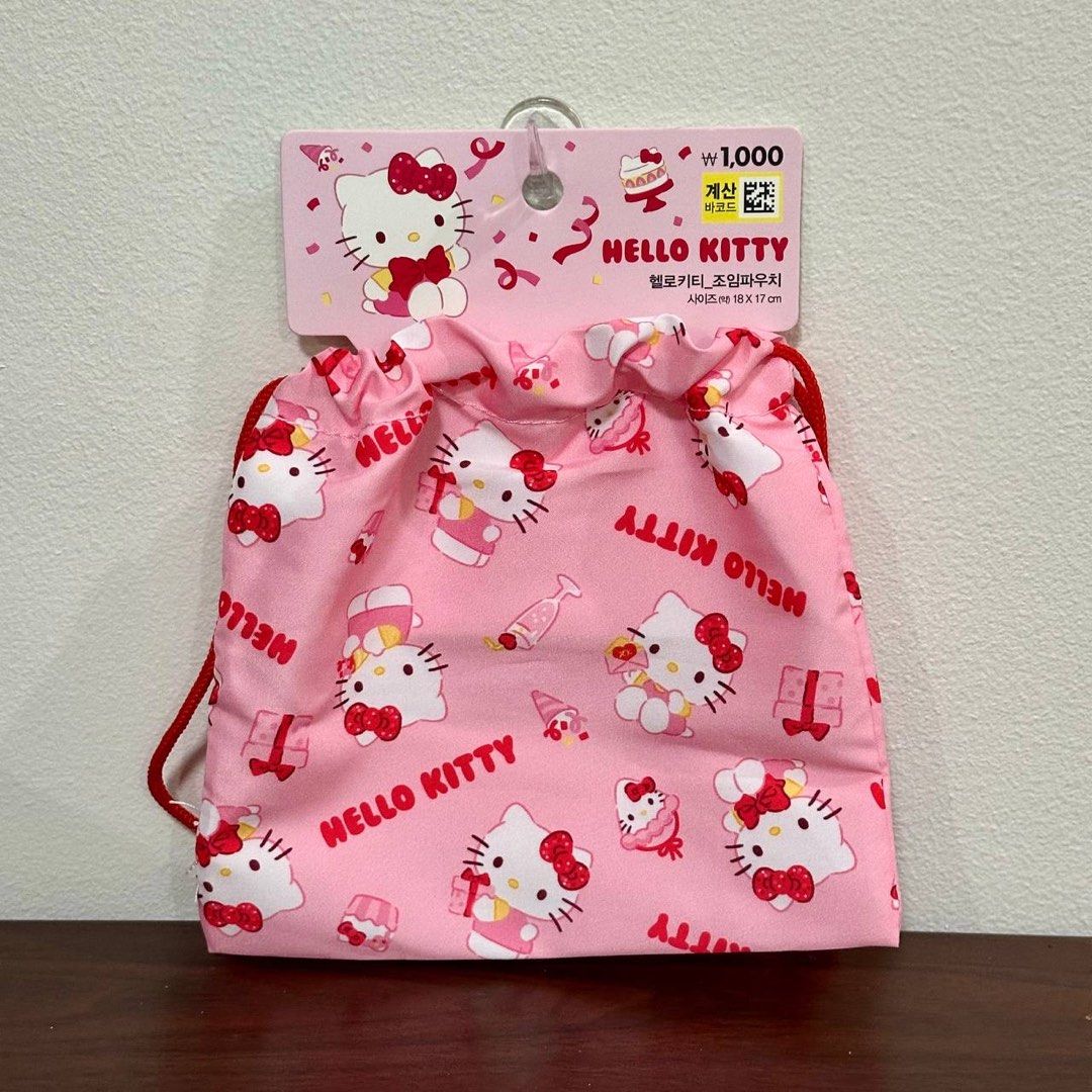[Authentic] Hello Kitty Drawstring Pouch Sanrio Storage Bag Organizer (Category: Purses & Pouches) located in Quezon City. Submitted by brandedusagoodies (Listing ID 1432977749, Image 1). Description: Keep your everyday essentials organized with this adorable Hello Kitty drawstring pouch. Featuring cute Hello Kitty character prints and a lightweight fabric design, this pouch is perfect for storing cosmetics, accessories, stationery, or small pers