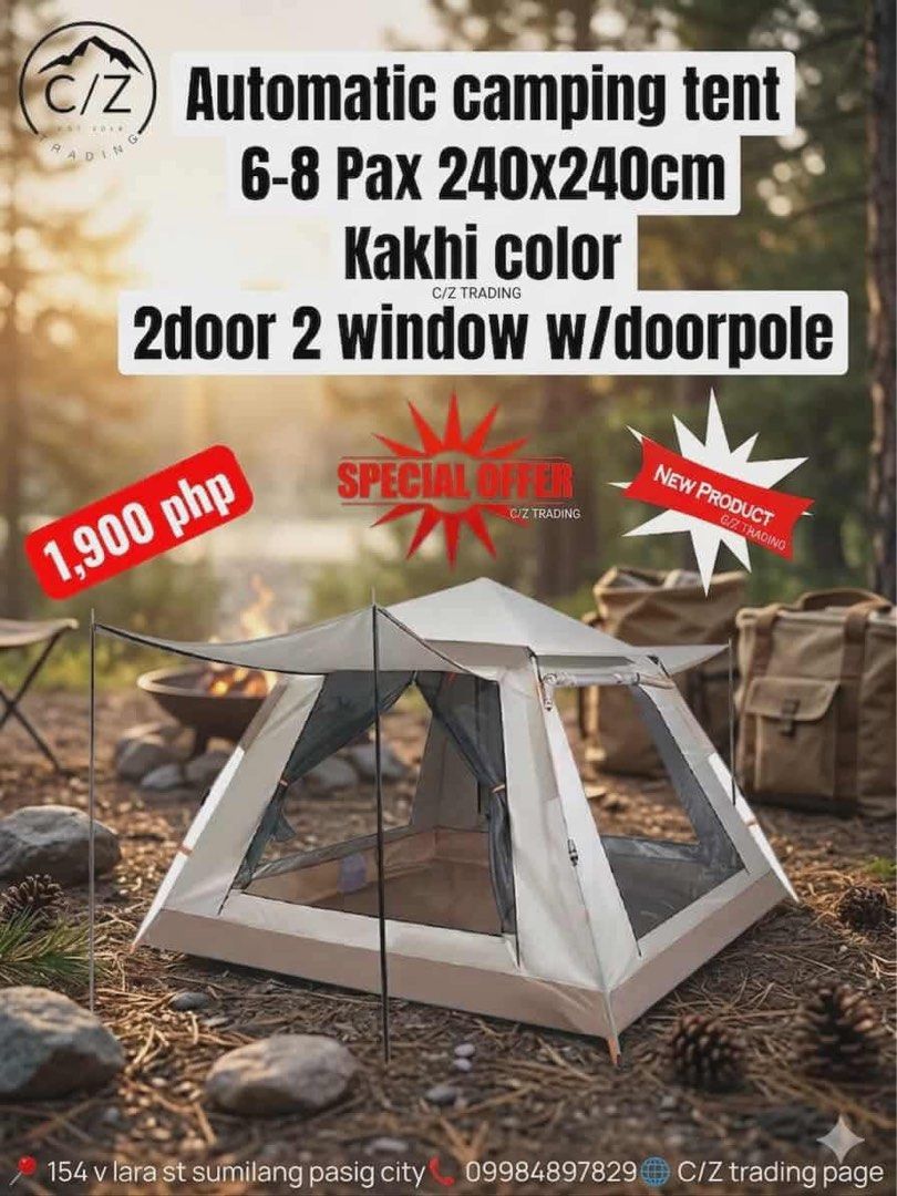 Automatic camping tents (Category: Hiking & Camping) located in Pasig City. Submitted by gammad_05 (Listing ID 1432907735, Image 3). Description: .