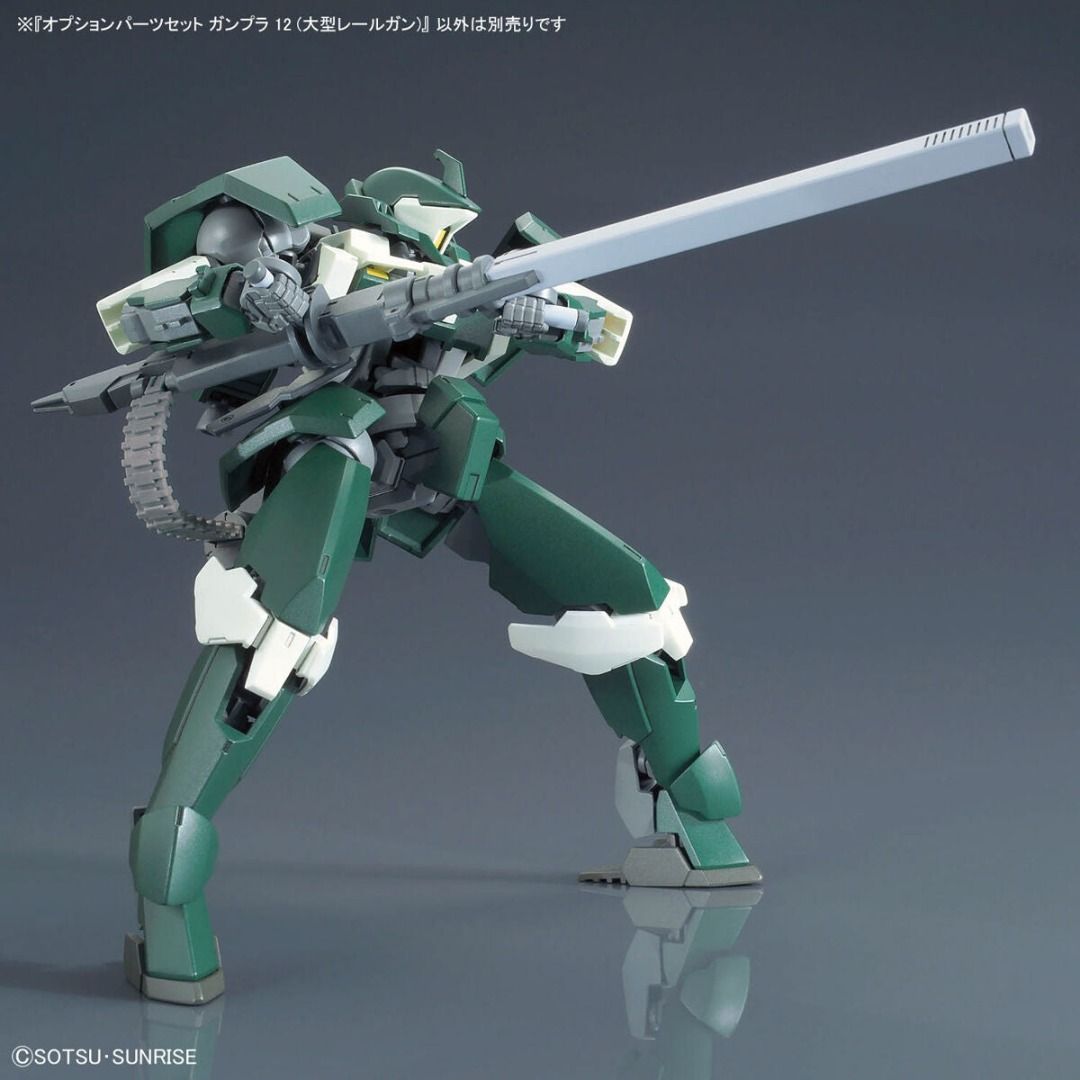 Bandai Gundam 1/144 Option Parts Set Gunpla 12 (Large Railgun) (Category: Gundam Model Kits) located in Singapore. Submitted by suntrailerhobby (Listing ID 1432862491, Image 3). Description: The Option Parts Set Gunpla 12 (Large Railgun) is a 1/144 scale accessory kit released by Bandai Spirits in August 2024. It is primarily a re-release of the original HG Iron-Blooded Arms MS Option Set 7. Key Features & Contents This set focuses on weaponry se