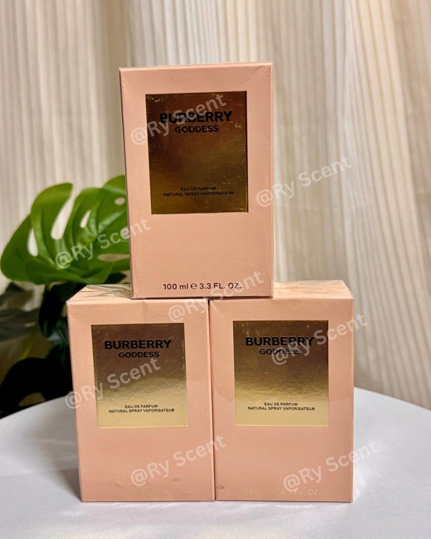 Burberry Goddess Eau de Parfum 100ml (Category: Fragrance & Deodorants) located in Dasmarinas. Submitted by ryscentph (Listing ID 1432834307, Image 1). Description: - Burberry Goddess Eau de Parfum - For women - 100ml bottle - Key notes: Vanilla, lavender, vanilla caviar - Strong sillage - Longevity: Up to 6 hours - Best for daytime wear - Suitable for winter and summer.