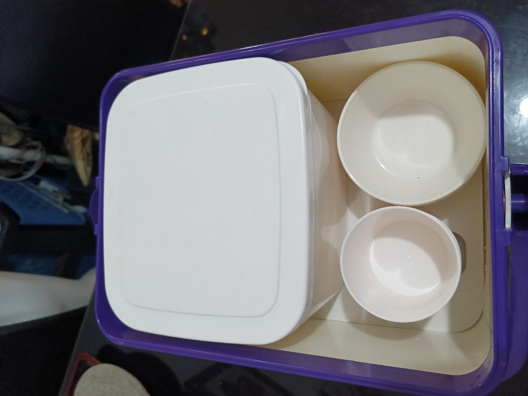 Camping/ Picnic Lunch Box with Bowls and things (Category: Food Organization & Storage) located in Quezon City. Submitted by 12thfd (Listing ID 1432851322, Image 1). Description: Ptp admins: Fs: for your camping/ picnic needs po, selling these items, naka stock na lang po. price posted na din. all items are in very good condition rfs: di na po magagamit Location: Montalban but can meet nearby or ship via lalamove, J&T , Flash .