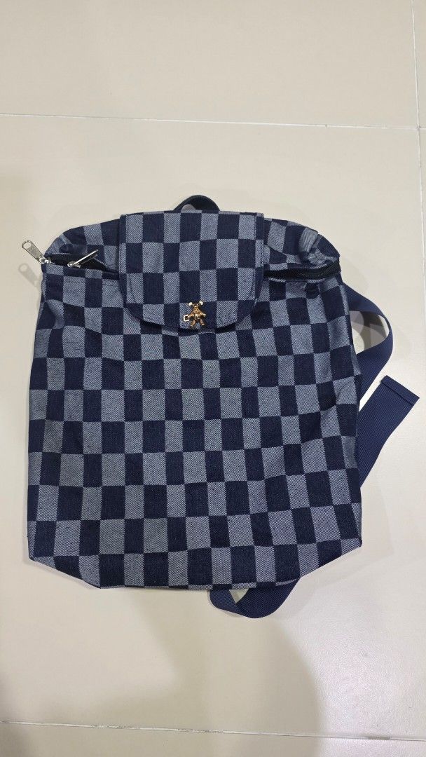 Checkered Pattern Backpack (Category: Backpacks) located in Singapore. Submitted by centrepiece_2025 (Listing ID 1432944494, Image 5). Description: Lovingly handmade from upcycled denim, each bag is unique—crafted in limited form, with no two pieces ever the same..