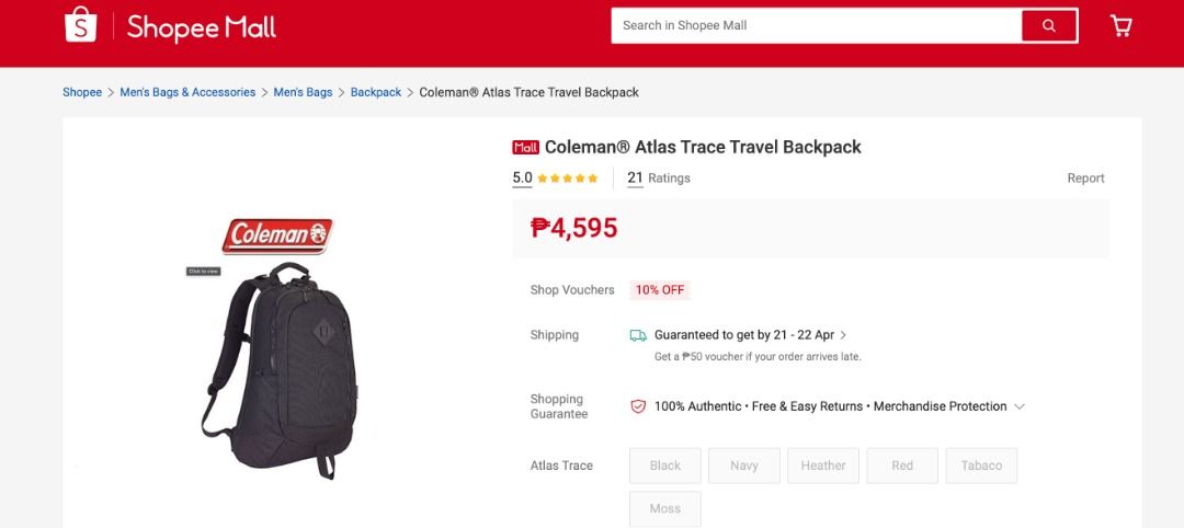 Coleman Atlas Backpack 30L dark gray like new condition (Category: Backpacks) located in Bulacan. Submitted by tipidayos (Listing ID 1432893607, Image 1). Description: Coleman Atlas Backpack 30L dark gray like new condition coleman backpack travel back camping back Coleman Atlas Series Size: Approximately 52 x 32 x 23 cm Weight: 850 g Material: polyester 600D Capacity: about 30L still in very good condition, solid po tlga tong bag nato matibay at