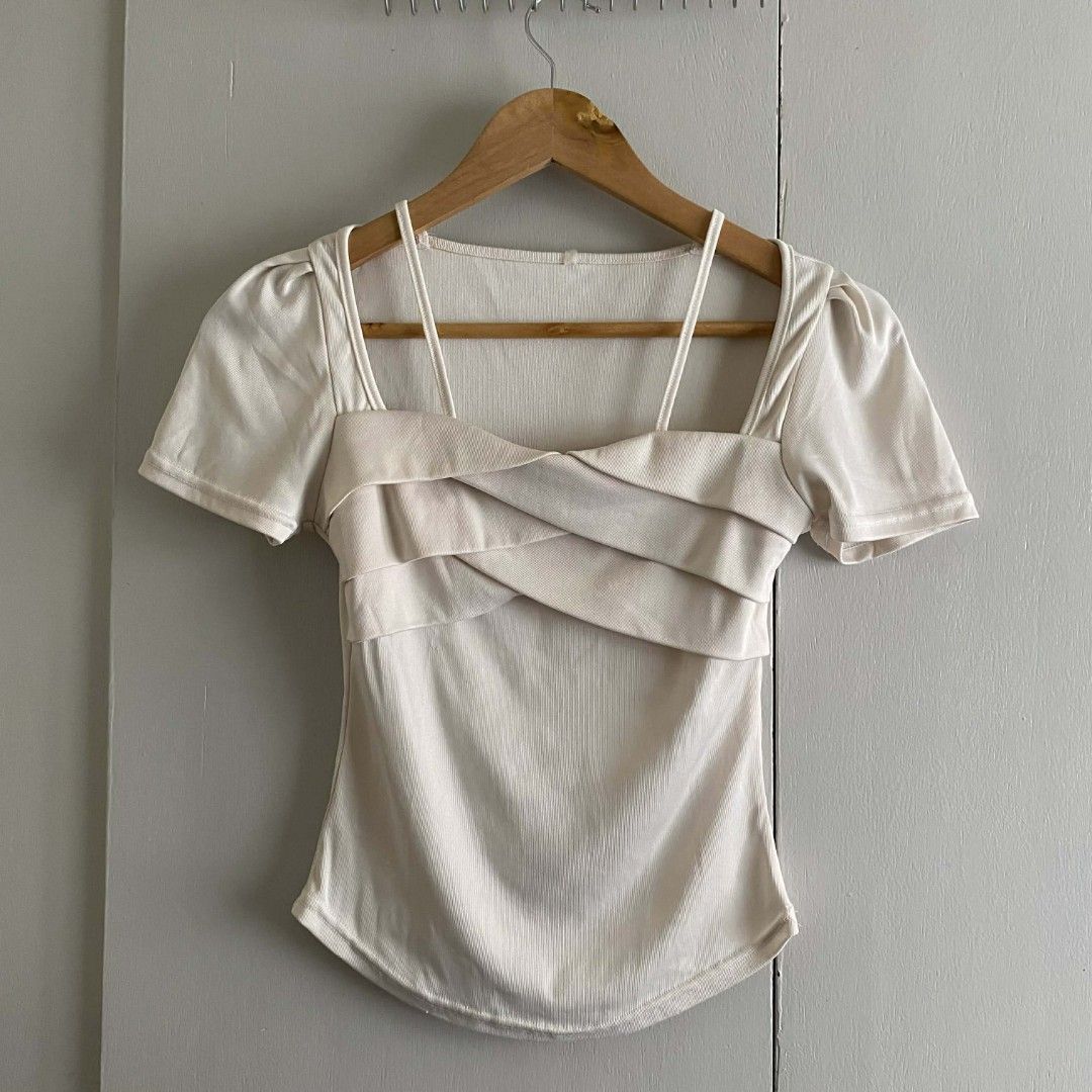 Cream Square Neckline Crisscross design Blouse Top (Category: Blouses) located in Manila. Submitted by cznclae (Listing ID 1432883213, Image 1). Description: best fit for size Small Bust: ❔issue: minimal tattered thread, not hole used twice sf mm & luzon 41 pesos if not rush via jnt 🗓️ check bio for next shipment sched PLEASE READ! ❗️PAYMENT FIRST via g/cash or Pabili service 🛒how to buy? make an offer, then send details for SF quotation feel f