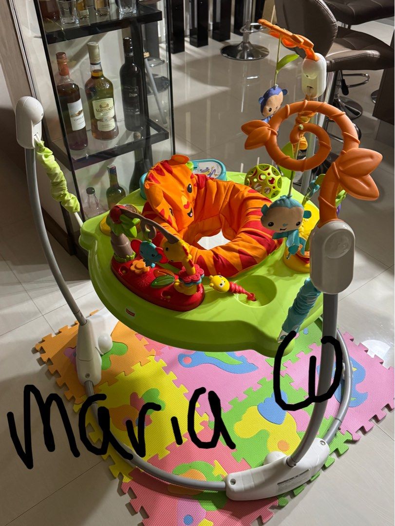 FisherPrice Jumperoo: Roarin' Rainforest (Category: Other Kids Furniture) located in Silang. Submitted by pydjong (Listing ID 1432797741, Image 2). Description: With lights, sounds, music and 360 degrees of fun jungle friends to discover, your baby can spin, dance and jump for joy. ➡️Preloved. Original. ➡️From Japan 🇯🇵 ➡️With box. Free puzzle mat. Issue: yung butterfly po natanggal lang yung wings, kinagat kasi ng baby ko. 😅 Prefers lalamove p