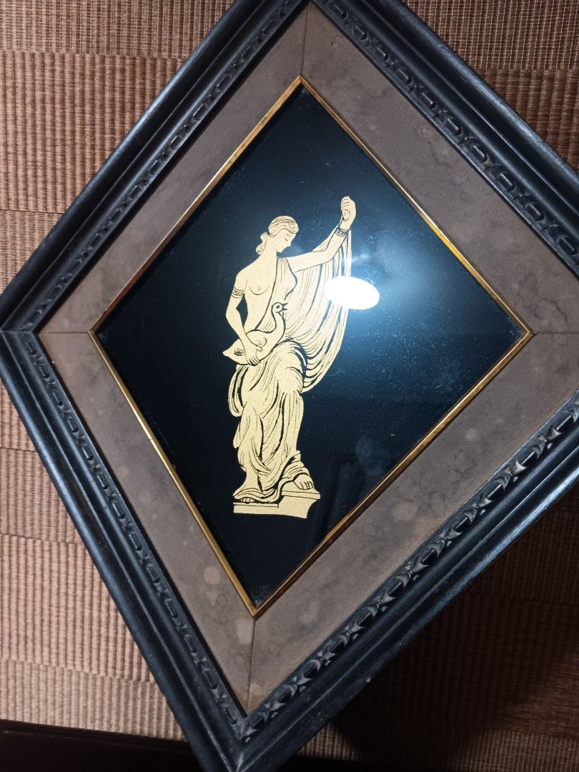 Framed Wall Art - Gold Figures (Category: Wall Decor) located in Las Pinas. Submitted by jesus1smysavi0r (Listing ID 1432872243, Image 1). Description: - Set of two framed wall art pieces - Features gold figures on a black background - Decorative frames with a brown inner frame - Ready to hang.