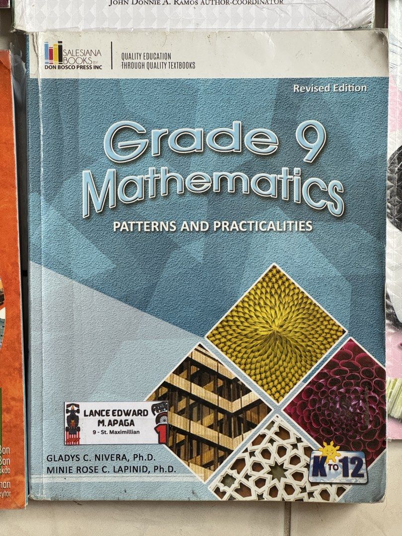 Grade 9 Books (Category: Textbooks) located in Valenzuela. Submitted by mga_abubot (Listing ID 1432831113, Image 3). Description: Minimal to no writings Has highlights for take all only - 3,500.