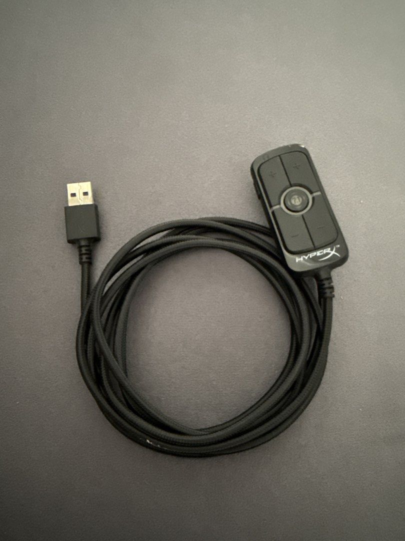 HyperX USB Sound Card (Category: Other Audio Equipment) located in Singapore. Submitted by _kris. (Listing ID 1432828708, Image 1). Description: - HyperX USB audio control box - Includes control box and USB cable - In good working condition - Perfect for HyperX headset audio control - Can be used for other headsets too - Minor signs of use.