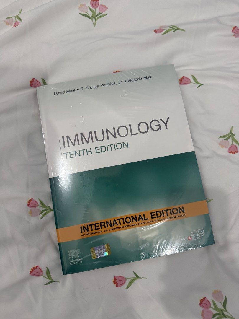 Immunology Book - Tenth Edition International Edition (Category: Textbooks) located in Manila. Submitted by samieeeeeee (Listing ID 1432854251, Image 1). Description: - Immunology Tenth Edition textbook - International edition - Suitable for medical students and professionals - Covers basic and clinical immunology - Prepares you for coursework and exams (USMLE/MLA) - Updated content on viruses and vaccines - Published by Elsevier.