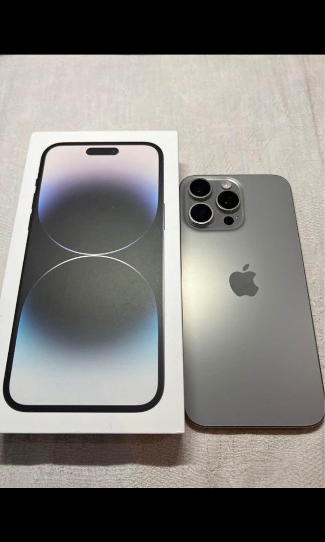 Iphone 15 pro max (Category: iPhone 15 Series) located in Manila. Submitted by nsap11 (Listing ID 1432879728, Image 1). Description: Iphone 15 Pro Max 256gb 77% Battery Health (Original Battery) No history of repair ✅Powermac origin ✅Truetone ✅Face ID ✅No Sim Restrictions ✅All buttons working ✅All cameras working ✅Orig all parts ✅Unli Check/Reset 📍Meetup around angeles city, (Nepo).