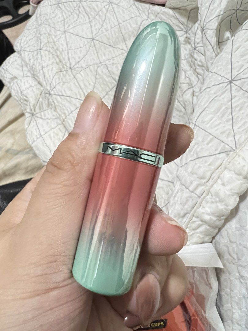 MAC Velvet Teddy Lipstick—limited edition packaging (Category: Makeup) located in Manila. Submitted by kiersten2792 (Listing ID 1432925525, Image 1). Description: - MAC Velvet Teddy lipstick - Gradient pink and green case, a holiday version packaging from November 2025 - Matte finish and Made in Canada -Swatched once—hindi talaga bagay sa akin yung shade! Sanitized already but will sanitize again before shipping out Negotiable! .