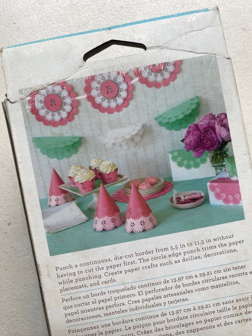 Martha Stewart Circle Edge Punch Starter Set (Category: Craft Supplies & Tools) located in Davao. Submitted by iam_artisan (Listing ID 1432849788, Image 3). Description: - Martha Stewart Circle Edge Punch Starter Set - Creates continuous die-cut borders - Punches borders from 5.5" to 11.5" without cutting - Includes punch and cartridge - Ideal for paper crafts, decorations, placemats, and cards SRP: .
