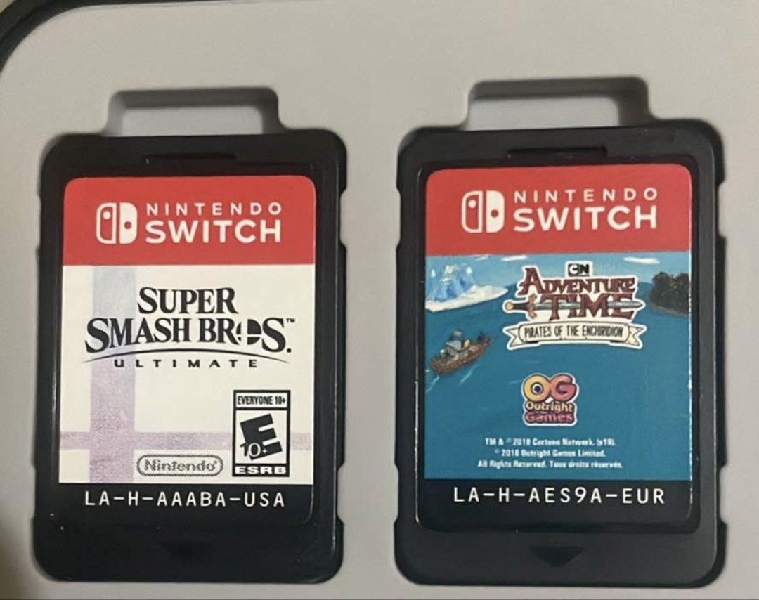 Nintendo Switch Games: Super Smash Bros Ultimate & Adventure Time (Category: Nintendo) located in Marikina City. Submitted by keenturtle.f0bd49 (Listing ID 1432947506, Image 1). Description: - Nintendo Switch game cartridges available: - Super Smash Bros. Ultimate - Adventure Time: Pirates of the Enchiridion (Outright Games) - Both games are original cartridges. Super smash bros- 1700 Adventure time- 1000 Both negotiables Issue no case but good a