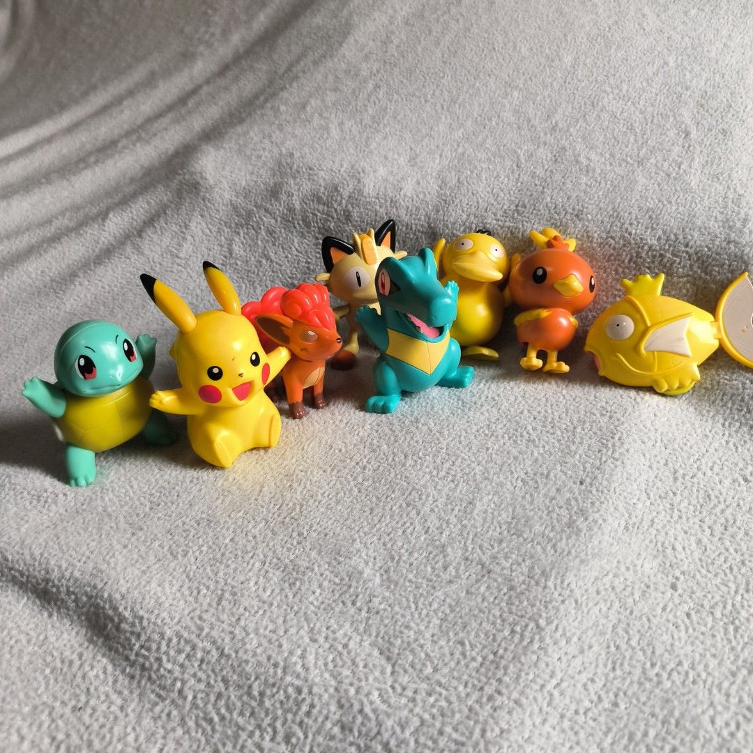 Pokémon Happy Meal Figures Bundle - Collectible Toy Set (Category: Character Goods) located in Makati City. Submitted by playasyougrow (Listing ID 1432851862, Image 1). Description: Condition: Pre-loved / Good Condition Price: 450 ​Description: Calling all Trainers! 🌟 Selling a bundle of 8 authentic McDonald's Pokémon Happy Meal figures. This set features a mix of fan-favorites from different generations, perfect for collectors or as a gift for 