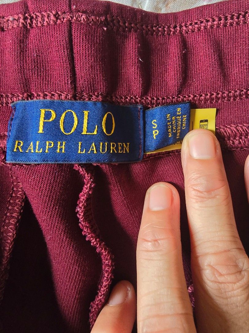 Polo Ralph Lauren Sweatpants - Maroon (Category: Joggers) located in Quezon City. Submitted by jb0516 (Listing ID 1432861888, Image 3). Description: - Polo Ralph Lauren sweatpants - Color: Maroon - Size: SP - Features: - Small logo on left leg - Back pocket - Button closure at waist - Cuffed ankles - Made in China - Material: Soft, comfortable fabric.