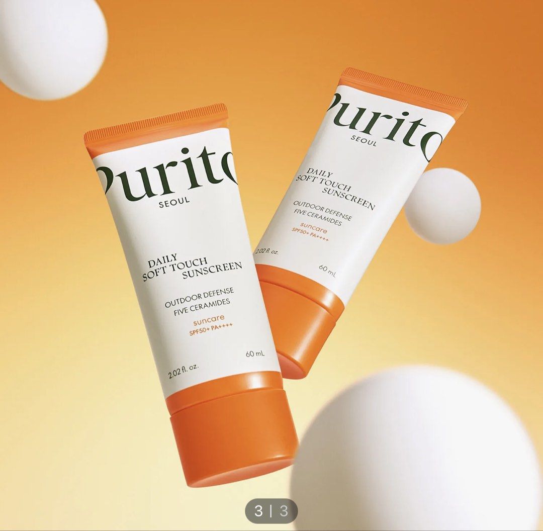 Purito Daily Soft Touch Sunscreen 60ml (Category: Face Care) located in Pasay City. Submitted by zette_ (Listing ID 1432964082, Image 2). Description: 💯% FROM OLIVE YOUNG 💯% AUTHENTIC FROM SOUTH KOREA - Purito Daily Soft Touch Sunscreen - SPF50+ PA++++ - Cream type, water-resistant - Contains 60 ml / 2.02 fl. oz. - Formulated with five ceramides - New and sealed.