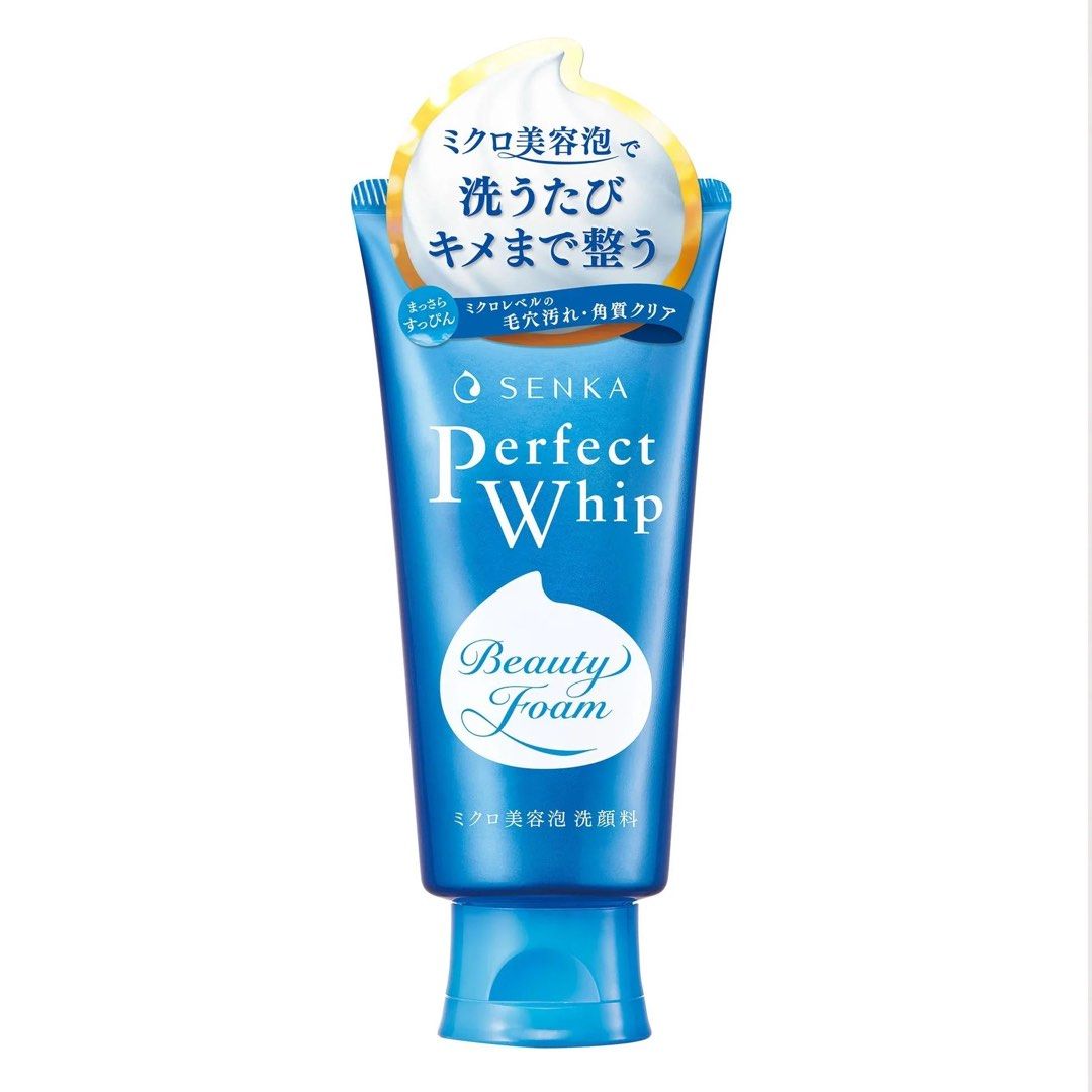 Senka Perfect Whip Beauty Foam (Category: Face Care) located in Manila. Submitted by hannahrm (Listing ID 1432919555, Image 1). Description: rfs: I have my own facial cleanser. This was a pasalubong Senka Perfect Whip Beauty Foam facial cleanser. - Features micro beauty foam. - Cleanses and refines skin texture. - Clears pores and removes dead skin cells. - Suitable for daily use. - Comes in a blue tube with Japanese text..