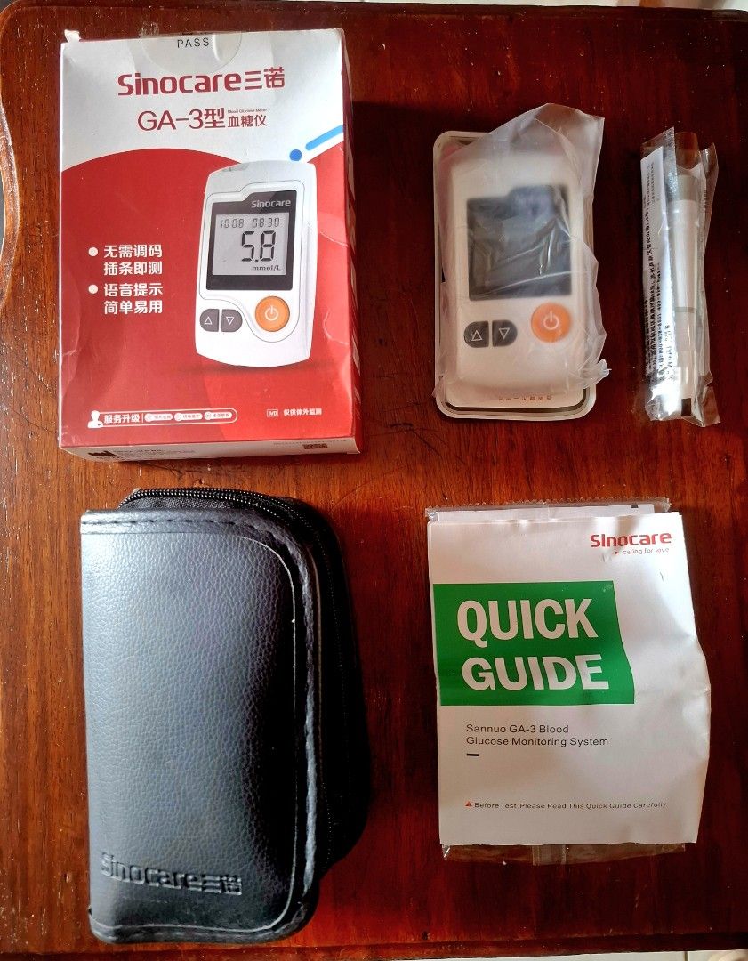 SINOCARE Blood Glucose Meter Sugar Tester (Category: Health Monitors & Weighing Scales) located in Tagaytay City. Submitted by tinecortez33 (Listing ID 1432849550, Image 3). Description: - SINOCARE GA-3 Blood Glucose Meter - Easy to use - Modern design - Includes all necessary components NOTE : Opened but never used.
