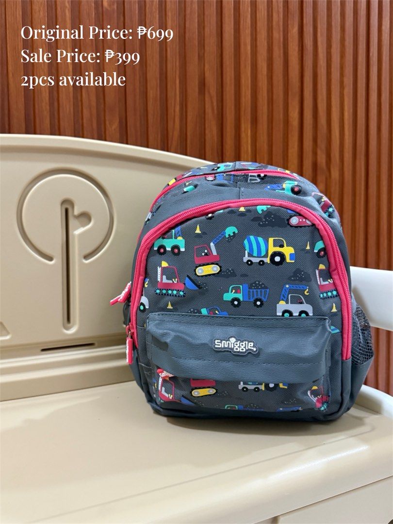 Smiggle backpack tiny size for boy (Category: Babies & Kids Fashion) located in Guagua. Submitted by jaaaaaaam_221023 (Listing ID 1432957270, Image 3). Description: Brand new Smiggle backpack With smiggle plastic bag On sale ✅.