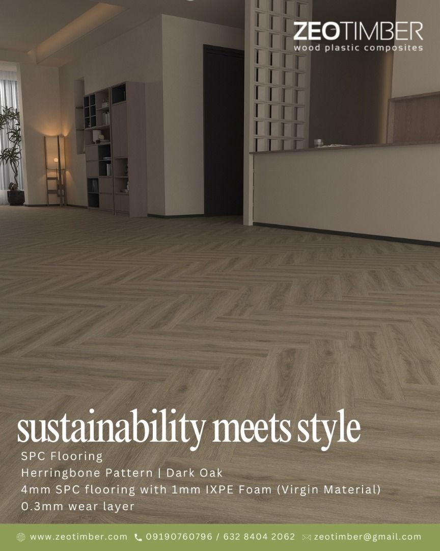 SPC Flooring 5mm thk Herringbone Profile Wood Finish, Commercial ...