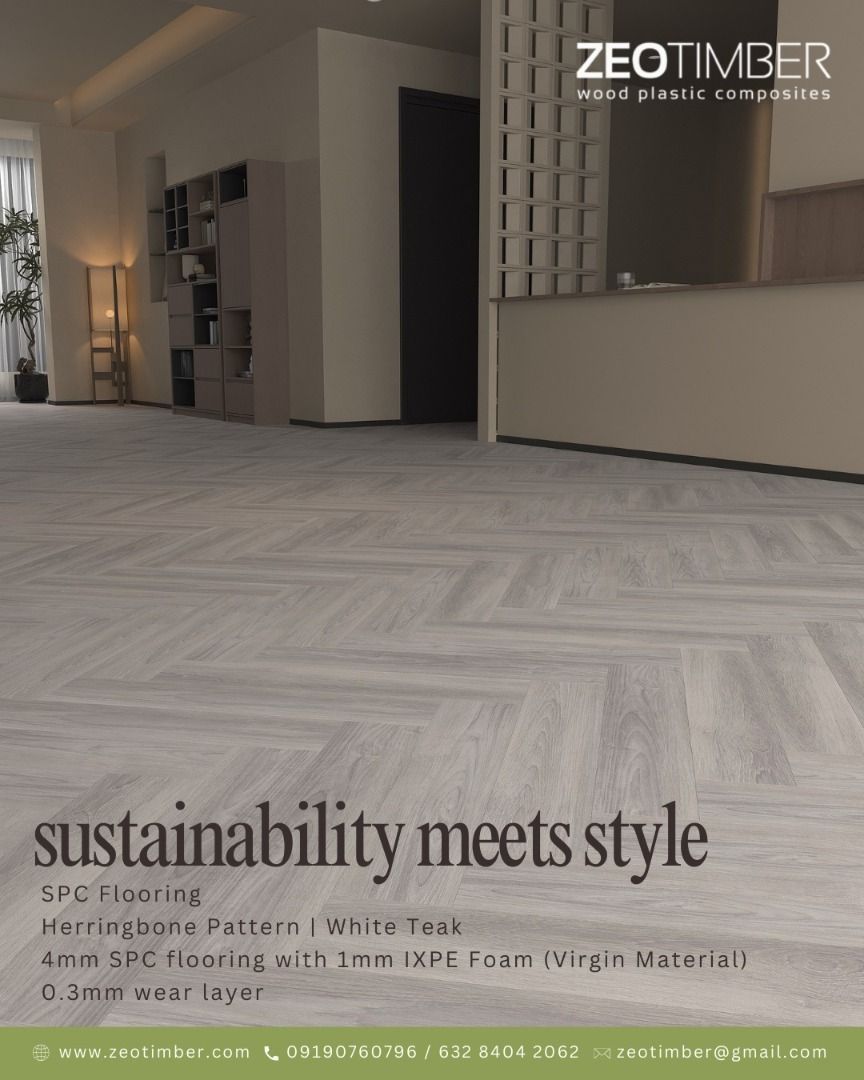 SPC Flooring 5mm thk Herringbone Profile Wood Finish, Commercial ...