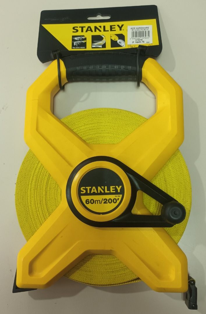 Stanley 60m/200' Open Reel Measuring Tape (Category: Construction Tools & Equipment) located in Manila. Submitted by ipstuff23 (Listing ID 1432842738, Image 1). Description: - Stanley open reel measuring tape - 60 meters / 200 feet length - Durable yellow case with black handle - Clear, easy-to-read markings - Ideal for construction, surveying, and more - New and unused.