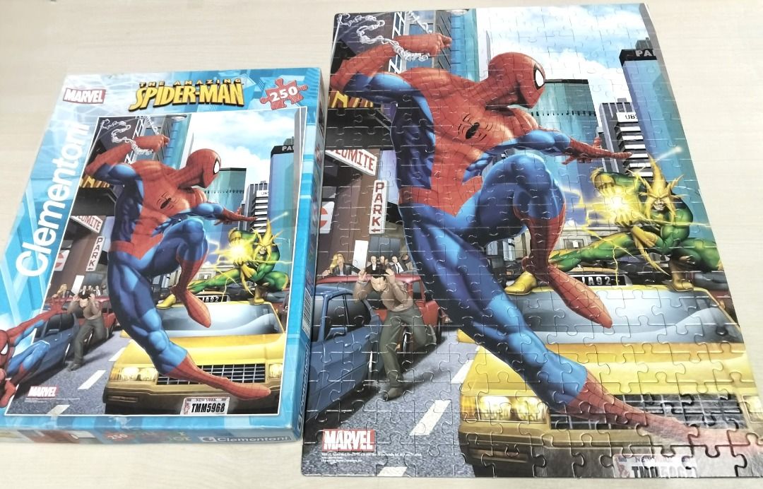 The Amazing Spider-Man Puzzle from Clementoni (Category: Board Games & Puzzles) located in Taguig. Submitted by Bloomscorner1 (Listing ID 1432933882, Image 2). Description: - Clementoni puzzle featuring The Amazing Spider-Man. - 250 pieces (complete) - Recommended for ages 8+. - Shows Spider-Man with Electro. - Puzzle size: 19 x 13.25 - Box size: 13.5 x 10 inches .
