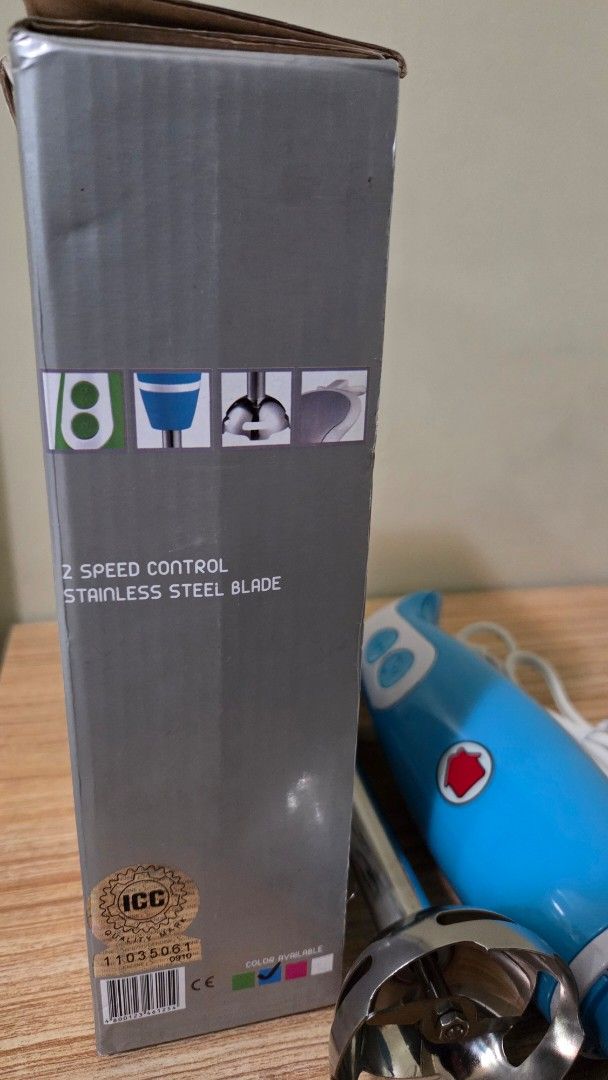 Whip It! Handheld Blender (Category: Juicers, Blenders & Grinders) located in Taguig. Submitted by tinosaur (Listing ID 1432935371, Image 2). Description: - Brand new. Whip It! handheld blender - Blue body with stainless steel blade - 2-speed control - never been used. sealed and working like new - Includes power cord - Unused.