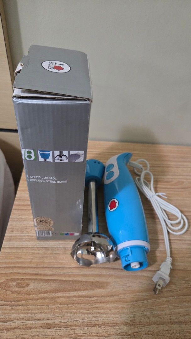 Whip It! Handheld Blender (Category: Juicers, Blenders & Grinders) located in Taguig. Submitted by tinosaur (Listing ID 1432935371, Image 3). Description: - Brand new. Whip It! handheld blender - Blue body with stainless steel blade - 2-speed control - never been used. sealed and working like new - Includes power cord - Unused.