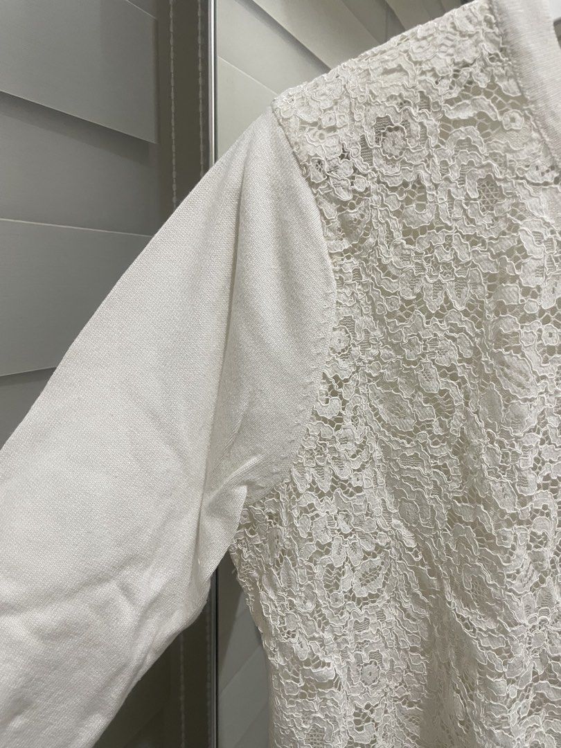 White Lace Cardigan (Category: Coats, Jackets and Outerwear) located in Las Pinas. Submitted by serialthrifter (Listing ID 1432957862, Image 3). Description: - White lace cardigan - Pearl buttons - Classic round neckline - Versatile layering piece.