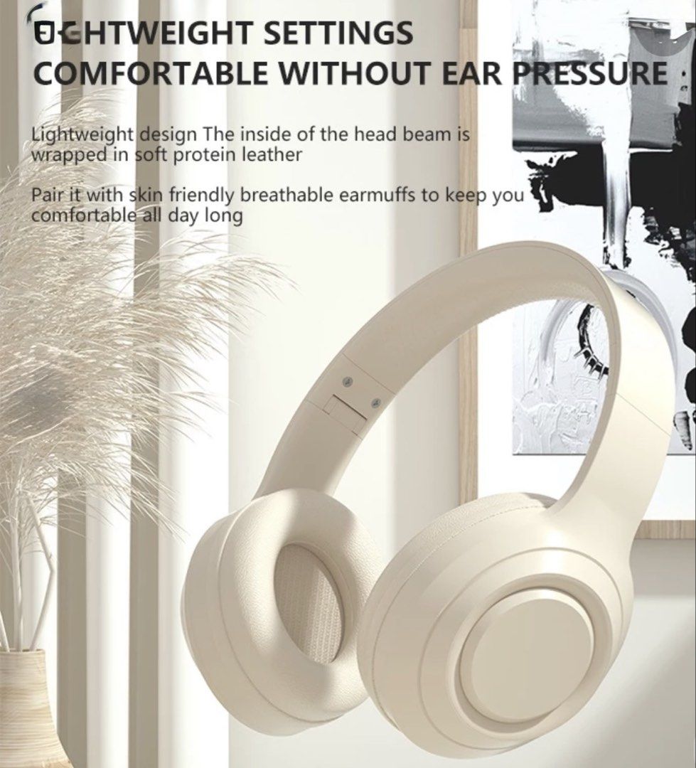 Wireless Bluetooth Headphones - Beige430382912720097281