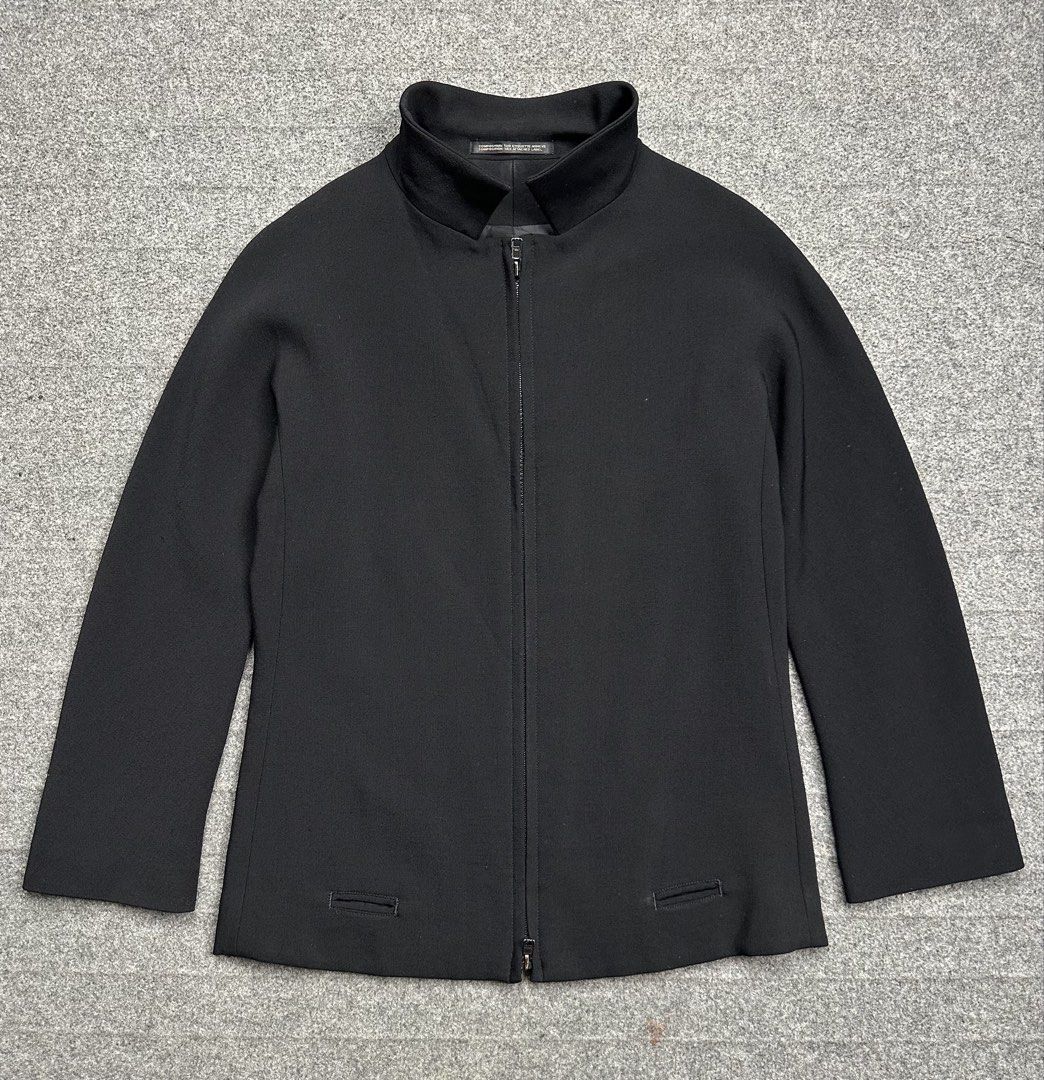 Yohji Yamamoto - Femme Archived A/W1997 Stand Collar Wool Zip-Up Jacket. (Category: Coats, Jackets and Outerwear) located in Manila. Submitted by scissor.2fifthy (Listing ID 1432918879, Image 1). Description: Yohji Yamamoto - Femme Archived A/W1997 Stand Collar Wool Zip-Up Jacket. Tagged size: Small fit Medium (see measurement) Made in Japan Material: 100% Wool 85/100 condition rate Used with care Flaw: Minor sign of usage and small scratch hole 