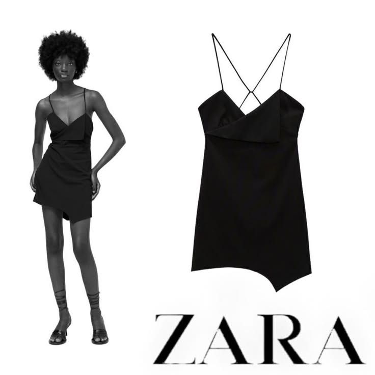 Zara black mini linen dress (Category: Dresses) located in San Fernando. Submitted by ansh3 (Listing ID 1432821617, Image 1). Description: - Zara mini dress - Asymmetrical hemline - Spaghetti straps - Crossover bust detail - Solid black color - Versatile for various occasions - Sleek and stylish LAST PRICE POSTED .