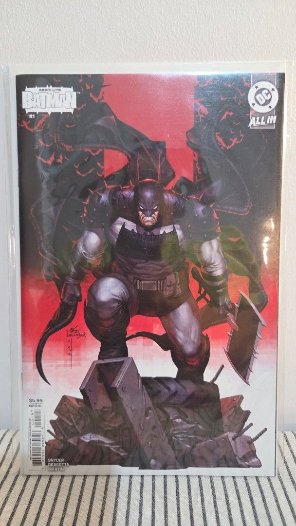 Absolute Batman #1 (10th Print Inhyuk Lee Variant) (Category: Comics & Manga) located in Quezon City. Submitted by fleamarketberto (Listing ID 1433146613, Image 1). Description: 9/10 condition. Book coming from Mandaluyong. Payment via GCash before shipping. Buyer shoulders shipping. .