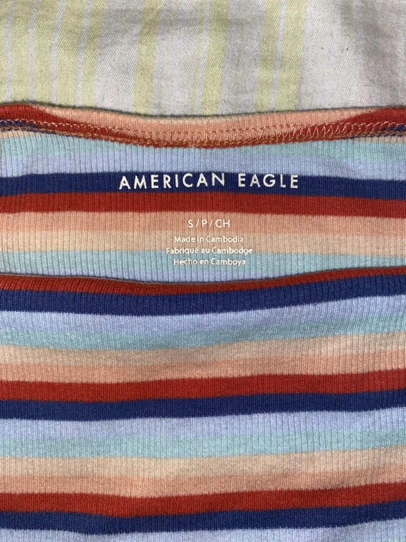 American Eagle Colorful Tube Top (Category: Others Tops) located in Tarlac. Submitted by diper911 (Listing ID 1433195487, Image 2). Description: ˗ˏˋʚ 𝒅𝒆𝒄𝒍𝒖𝒕𝒕𝒆𝒓𝒊𝒏𝒈 ɞˊˎ˗ .ᐟ used once .ᐟ semi-stretchable .ᐟ no issues .ᐟ s-m, L: 11 inches, 24-26 waist NO RUSH SHIPPING!! .ᐟ gcash only (+ sf shouldered by buyer) .ᐟ j&t.