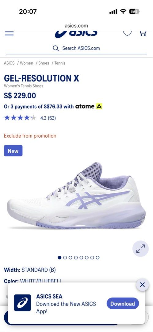 ASICS GEL-Resolution X Women's Tennis Shoes (Category: Sneakers) located in Singapore. Submitted by peyton (Listing ID 1433015436, Image 3). Description: - ASICS GEL-Resolution X tennis shoes - Gently used - White with pink accents - Comfortable and supportive for tennis - FIXED PRICE ONLY. Low-ballers be ignored. .